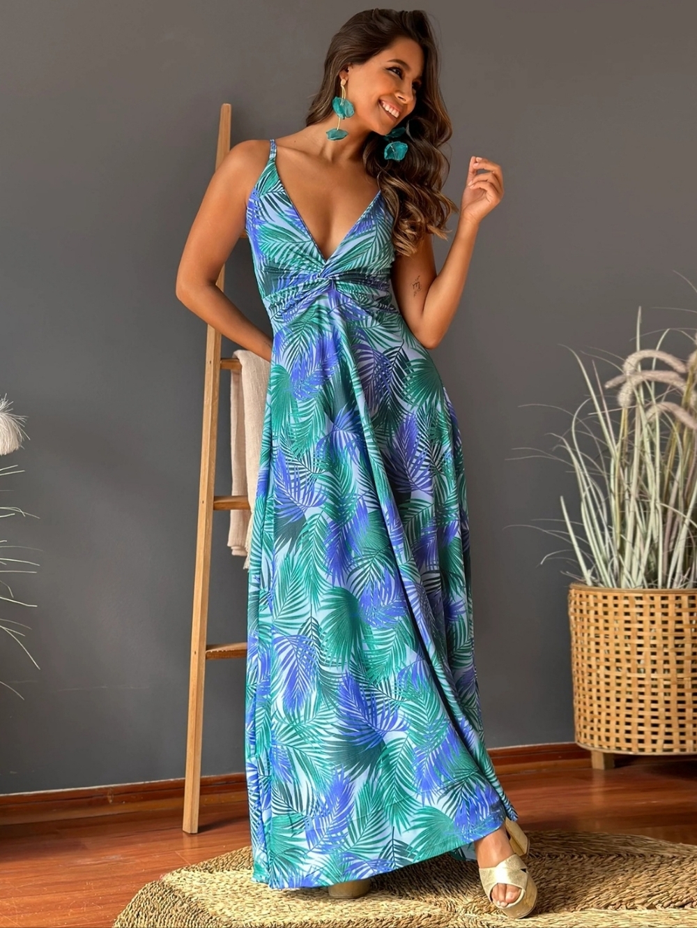 Beachy Blooms Cami Dress - Blue